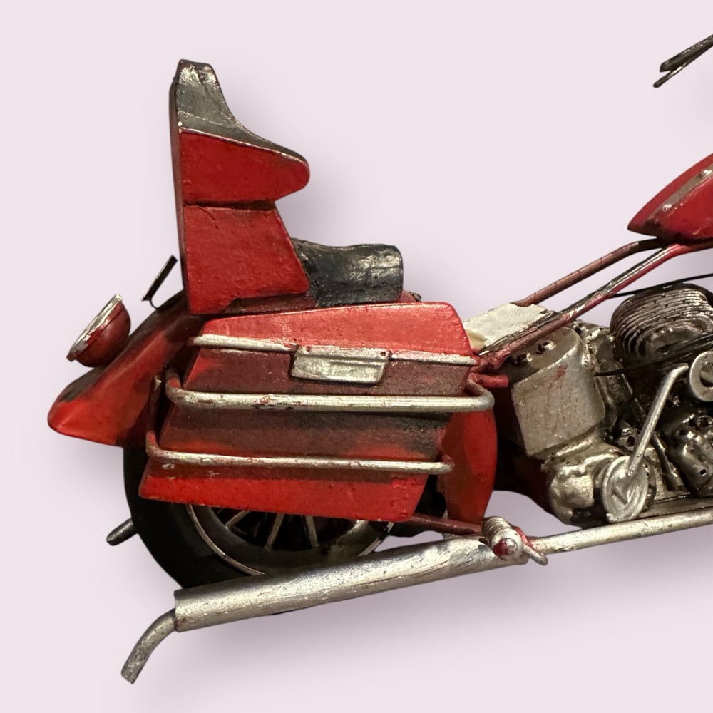 Vintage Red Metal Motorcycle Model Home Decor - Picture 2 of 11